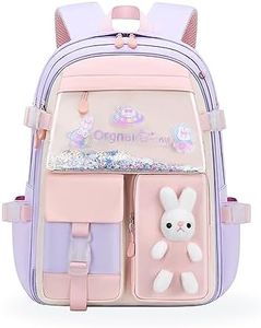 Ynport Crefreak Zaino Scolastico Simpatico Coniglietto per Ragazze Borsa Scuola Estetica di Grande Capacità Borse da Libro Kawaii Idrorepellenti per Borse di Grado 1-6, Viola