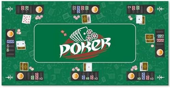 RayChee 72 x 36 Inch Foldable Poker Table Top, 8-Player Texas Poker Table Topper, Deluxe Anti-Slip Rubber Poker Card Tabletop Layout w/Cup Holders & Carrying Bag for Family Games Casino (Green)