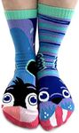 Pals Penguin& Walrus Mismatched Adult Socks, Crazy Animal Pairs for Men and Women, Durable, Cozy, & Soft, 1 Pair