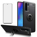 Asuwish Phone Case for Huawei P30 Pro with Tempered Glass Screen Protector Cover and Magnetic Ring Holder Kickstand Cell Accessories Silicone Slim Protective Hawaii P30Pro P 30 Pro30 Women Men Black