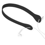 Geekria Earphones Neck Strap, Soft Vegan Leather Anti-Lost Earbuds Holder Neck Band Compatible with APPL EarPods and Other Wired Headphone (Black)