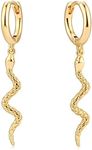 MEVECCO Dainty Gold Snake Huggie Hoop Earrings for Women 18K Gold Plated Green Eyes Snake Earrings Snake Hoop Earrings Minimalist Dangling Snake Earrings