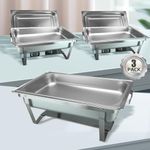 Perossia 3 Packs Chafing Dish Buffet Set Stainless Steel Food Warmer with 8QT Full Size Pans Portable for Parties Catering Buffet Servers and Warmers Thanksgiving Serving Dishes