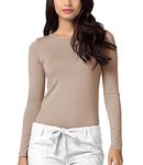 Adar Underscrubs for Women - Long Sleeve Underscrub Comfort Tee - 2900 - Khaki - S