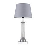 MiniSun Modern Clear Glass Column Design Touch Table Lamp with a Grey Tapered Shade