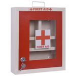 Plantex (Metal First Aid Box For Home with Multi Compartment Emergency First Aid Box/Medical Box/Medicine Box/School - Office/Medicine Organizer Box with Lock and keys - (Red & Ivory)