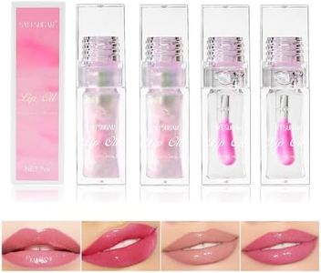 FantasyDay 2pcs Magic Color Changing Lip Oil + 2pcs Hydrating Lip Glow Oil, Gloss Tinted Lip Balm Transparent Lip Care, Long Lasting Nourishing Non-sticky Fresh Texture