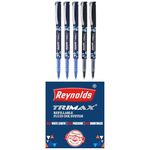 Reynolds TRIMAX RollerBall Pen SET - 5 PENS (3 BLUE 2 BLACK)| ROLLER BALL PEN FOR WRITING | PEN FOR STUDENTS & OFFICE STATIONERY | 0.5 mm TIP SIZE