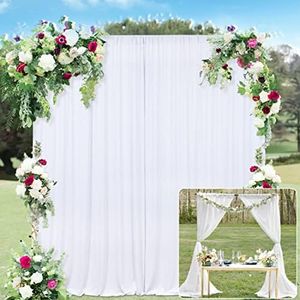 10x10FT White Backdrop Curtains for Parties - White Wedding Backdrop for Baby Shower Birthday Photo Home Party Curtains Backdrop 5x10FT 2 Panels, One size