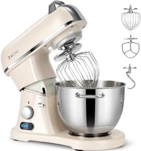 ZACME Professional Commercial Stand Mixer 8.4QT 800W, ZACME Kitchen Electric Mixer Metal Food Mixer with Stainless Steel Bowl Dough Hook and Beater-Smart LCD Timer Display and Tilt-Head Design, White