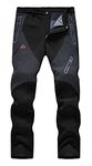 Rdruko Men's Winter Hiking Pants Waterproof Fleece lined Ski Snow Softshell Work Pants with Pockets(Black, CA 36)