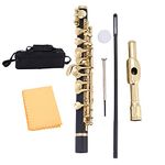 Piccolo Instrument Kit, 2 Colors Piccolo Half Size Flute C Key Tone with Padded Box for Beginners Students (Gold)