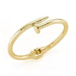 Pera Jewelry 14K Gold Plated Bangle Bracelet, Cuff Bracelets for Women with Gift Box, Buckled Nail Cuff Bold Bangle Bracelet, Stainless Steel, no gemstone