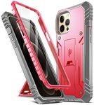 Poetic Revolution Series Case Compatible with iPhone 12 Pro Max 6.7 inch, Full-Body Rugged Dual-Layer Shockproof Protective Cover with Kickstand and Built-in-Screen Protector, Pink