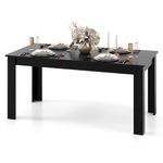 Giantex Dining Table for 6-8, Wood Rectangular Table, 63" L x 31.5" W x 30" H Large Farmhouse Center Table, Home Furniture Kitchen Table, Modern Dining Room Table, Supporting for 330LBS, Black