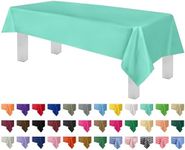 Grandipity Aqua 12 Pack Premium Disposable Plastic Tablecloth 54 Inch. x 108 Inch. Decorative Rectangle Table Cover