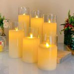 INFISPACE Acrylic Plastic Battery Operated Small Size Glass Filinsh Pillar Candle with Flickering Flame LED Light for Home Decoration Diwali & Christmas (White) (6)