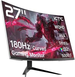 KTC 27 inch 180Hz Curved WQHD Gaming Monitor, 2K(2560x1440P),144Hz Monitor, 1500R HVA Display, FreeSync Premium, HDR, 120% sRGB, DisplayPort/HDMI/USB Vesa,Computer Monitor for Gamers