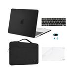 MOSISO Compatible with MacBook Pro 15 inch Case 2019 2018 2017 2016 Release A1990 A1707, Plastic Hard Shell Case&Sleeve Bag&Keyboard Cover&Webcam Cover&Screen Protector, Black