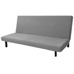 JIVINER Stretch Futon Cover Universal Armless Sofa Slipcover Non Slip Spandex Sofa Bed Without Armrest Cover Soft Spandex Futon Slipcover with Elastic Bands (Futon, Light Gray)