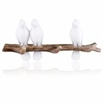 QUMENEY Creative Coat Hooks Wall Mounted Hook Rack, Birds Hooks Coat Hanger Rack, Vintage Wall Hanging Hooks Entryway Hanger for Keys, Towels, Coats, Hats (White 3 Birds)