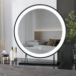 Heilmetz Hollywood Vanity Mirror Dressing Table, Vanity Mirror with Lights, Light up Mirror Makeup Mirror Make up Mirror with Lighting 3 Color Temperature, Round Black Mirror ф48 cm