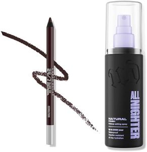 URBAN DECAY Brown Eyeliner Pencil and Natural Finish Makeup Setting Spray Bundle - All Nighter Waterproof Setting Spray (4 Fl Oz) for Transfer-Resistant Makeup + 24/7 Glide-On Eyeliner (Demolition)