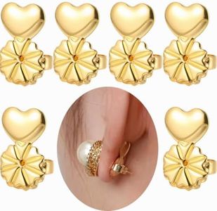 Earring Lifters Earring Backs for Droopy Ears 6Pcs Earring Backs Replacements for Jewelry Hypoallergenic Earring Back for Heavy Earring Adjustable Heart Earring Backs Gold