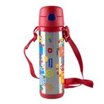 Hopop Insulated Stainless Steel Sipper Water Bottle for Kids | Double Walled Insulated Steel | Hot and Cold Sipper Bottle with Straw & Carry Handle | Thermos Flask | BPA Free | 480ml | Robot