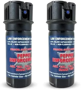 Pepper Enforcement 2-Pack Splatter Stream Pepper Spray, 2 oz. Flip Top - Maximum Strength 10% OC Formula - Emergency Self Defense Non-Lethal Personal Safety Protection (2-Pack Stream Pepper Spray)