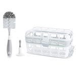 Munchkin Baby Bottle & Small Parts Cleaning Set, Includes High Capacity Dishwasher Basket & Bristle Bottle Brush, Grey