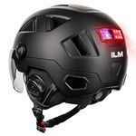 ILM Bluetooth Smart Bike Helmet Men Women Brake Warning LED Light Control NTA8776 CE CPSC Triple Certification Adult Bicycle Cycling,Bluetooth Matte Black,L/XL