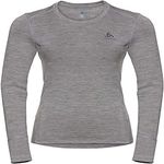 ODLO Women's Bl Top Crew Neck L/S Natural 100% Merino Warm Vest, Womens, Undershirt, 110811, Grey Melange - Grey Melange, L