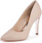 JENN ARDOR Womens Heels 4 Inch High Heels for Women Stiletto Pumps Closed Pointed Toe Office Lady Wedding Party Elegant Dress Heeded Shoes Nude