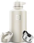 IRON °FLASK Sports Water Bottle - Wide Mouth with 3 Spout Lids - Stainless Steel Gym & Outdoor Bottles for Men, Women & Kids - Double Walled, Insulated Thermos, Metal Canteen - Cashmere Cream, 64 Oz