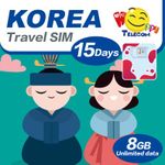 Happy South Korea 15 Days Unlimited Data Travel Sim Card | 8GB of 4G LTE High-Speed Data Then 128kbps | No Daily Limit | No Registration Required | Easy Activation