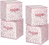 MYTHAUS Cube Storage Bin, 11 Inch Pink Cube Storage Organizer Bins, Collapsible Fabric Storage Cubes with Dual Handles&Tags, 4-Pack Storage Boxes for Cubby Shelf Closet Storage, Rose Gold Butterfly