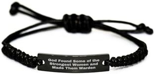 CUCOLUS Gifts from Men to Strong Warden Women on Valentine's Day, Engraved Rope Warden Quote, Adjustable Black Rope Bracelet, Inspirational Quote for Women Warden, Warden Valentine's Day Unique Gift