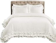 Lush Decor Ella Shabby-Chic Ruffle Lace 3-Piece Full/Queen Comforter Set (White)