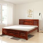 Amazon Brand - Solimo Qual King Size Solid Sheesham Wood Bed Without Storage (Honey Finish)