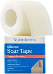 NUVADERMIS Clear Silicone Scar Tape for Surgical Scars - 120" x 1.5" Roll - Extra Long Scar Sheets for C-Section, Tummy Tuck, Keloid, and Surgical Scars - Reusable Medical Grade Silicone Scar Tape