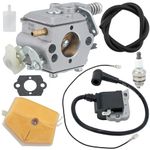 Carburetor Ignition Coil for Husqvarna 51 55 Chainsaw WT-170-1 WT-170 503281504 with Air Filter Fuel Line Spark Plug Parts Kit Carb Engine