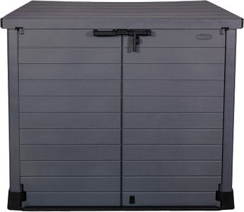 Duramax Cedargrain 1200L Plastic Garden Storage Shed – Grey, Flat Lid, Fits 2x 240L Bins, 145x85x125cm
