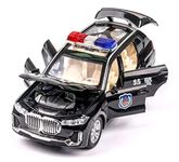 FEXXA 1:32 Scale Exclusive Alloy Metal Pull Back Die-cast Car Model with Sound Light Mini Auto Toy for Kids Metal Model Toy Car with Sound and Light? (X7 POLICE - BLACK)