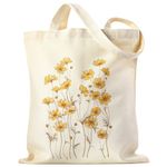 Zuimei Floral Canvas Tote Bag with Inner Pocket Women's Reusable Shopping Bag Washable Foldable Cotton Canvas Tote For Women Girls Shopping Grocery