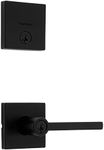 Kwikset 991 Halifax Keyed Entry Lever and Single Cylinder Deadbolt Combo Pack Featuring SmartKey and Microban in Matte Black