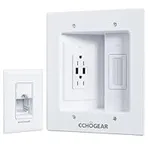 ECHOGEAR TV Wall Mount Cord Hider With AC Outlets & USB Ports - Hide Cables Behind The Wall - Includes Template, Saw, & Extension Cord - White
