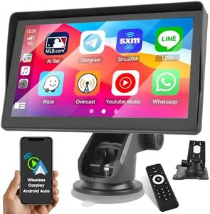Inefala 7 Pulgadas Inalámbrico Carplay Estéreo para Coche, Pantalla Táctil Portátil Carplay y Android Auto, Enlace a Espejo, Ajustes de ecualización, Control Remoto, FM/TF/USB