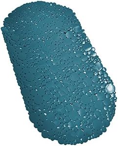 Bubbles Non-Slip Oval Bathtub Mat Solid Peacock Blue 28 L x 15 W