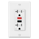 ELECTECK GFCI Outlets 20 Amp, Outdoor Weather Resistant (WR), Decor GFI Receptacles with LED Indicator, Ground Fault Circuit Interrupter, Wallplate Included, ETL Certified, Black/Red Button